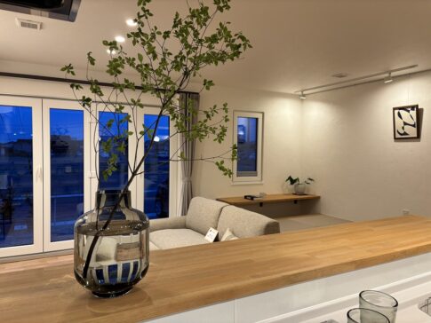 ドイツ製サッシの窓越しに映る「ブルーモーメント」の画像