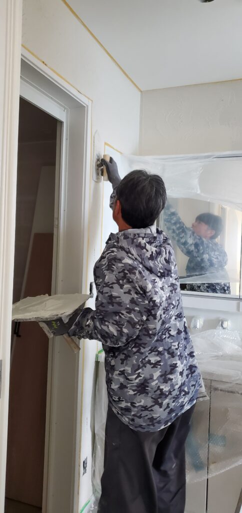 洗面脱衣室 塗り壁施工の画像