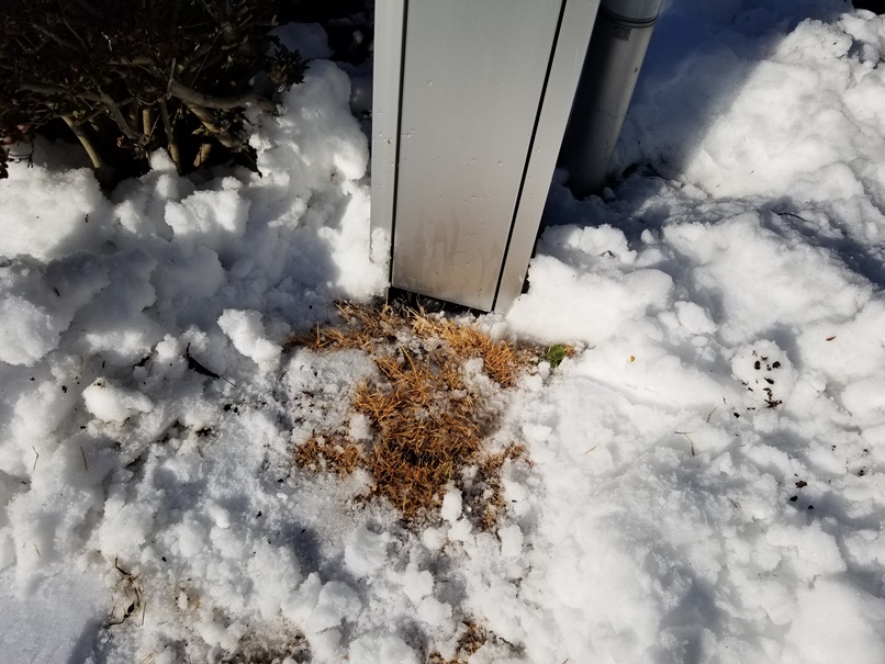 充電スタンドの雪除け作業