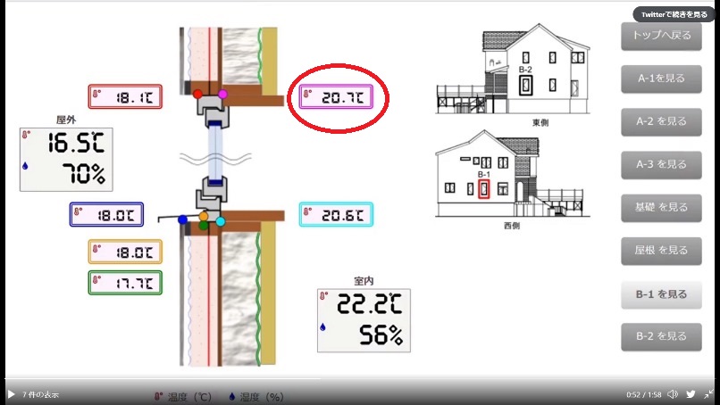 岩手の住宅展示場窓の温度比較１