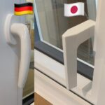 サッシのレバーハンドル形状日独比較の画像