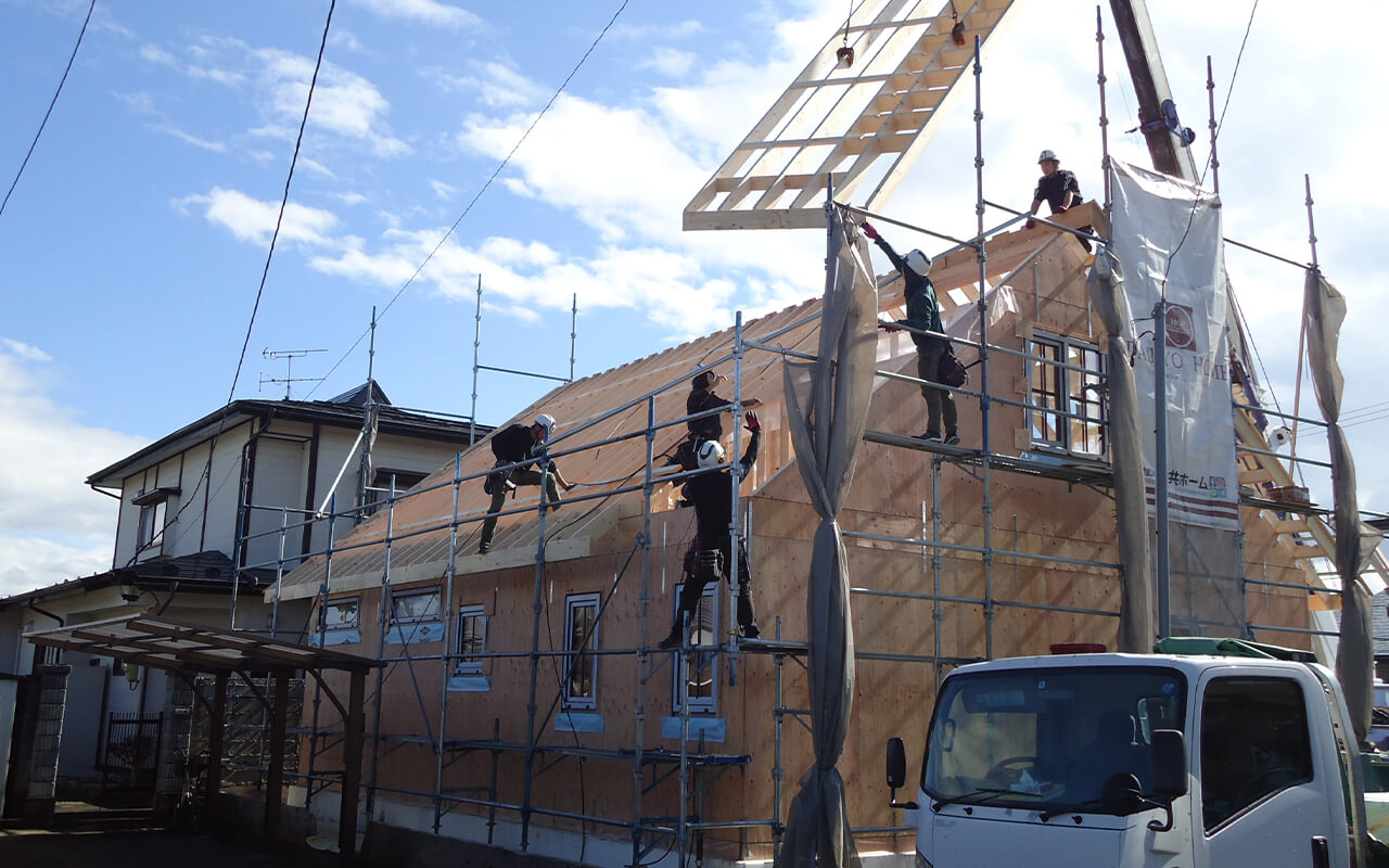 上棟（フレーミング）｜岩手県で安心安全な工法で行う注文住宅を実現するなら大共ホームの画像