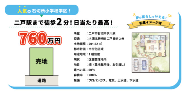 石切所小学校土地情報｜岩手県で土地探しをお考えなら注文住宅の大共ホームの画像