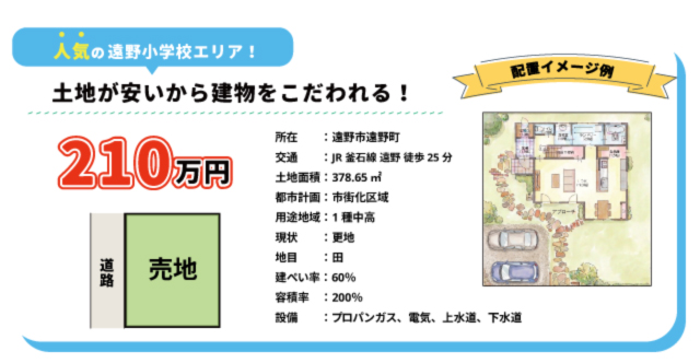 遠野市土地情報①|盛岡市で高断熱新築一戸建てを考えるなら大共ホームの画像