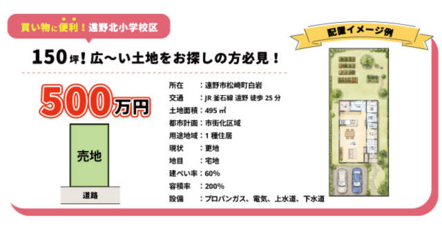 遠野市土地情報②|盛岡市で高断熱新築一戸建てを考えるなら大共ホームの画像